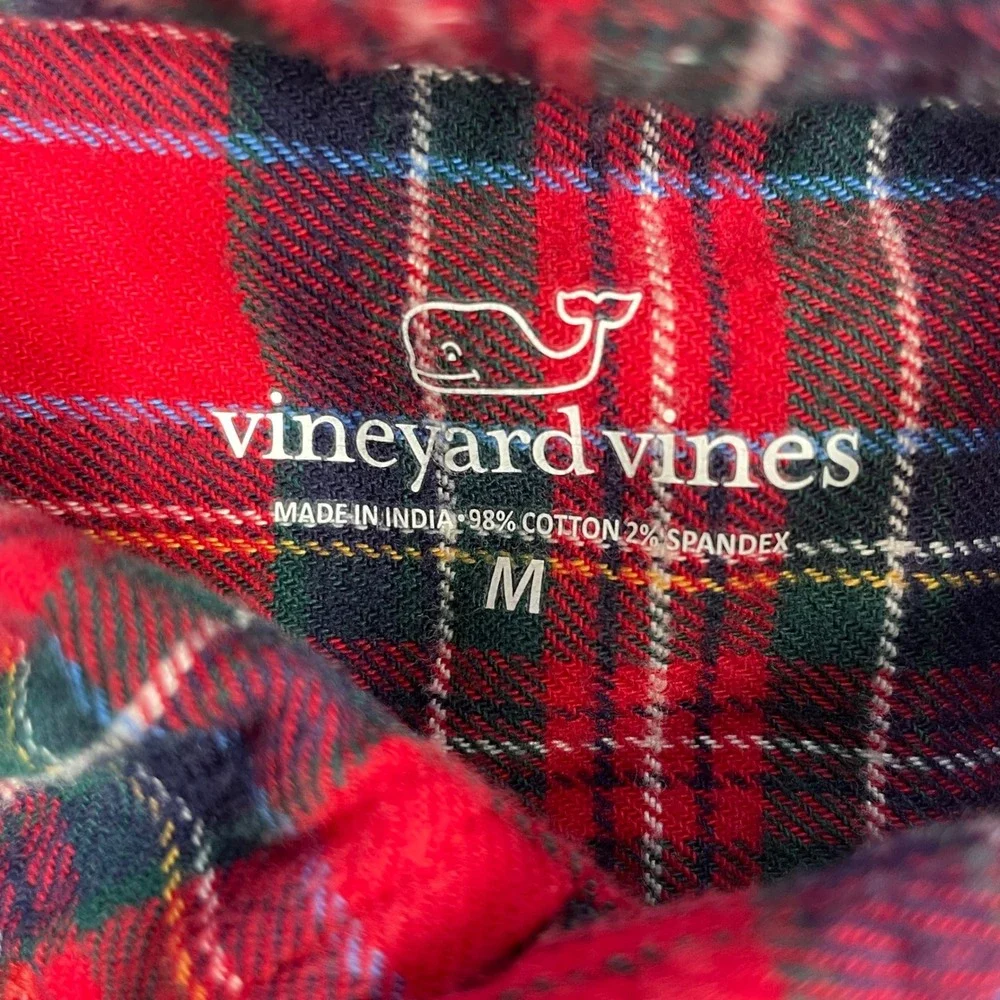 Vineyard Vines Red Stewart Plaid Button Down Shirt Kids Medium 10-12